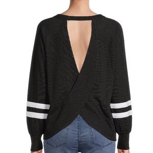 Black Open Back Pullover Sweater